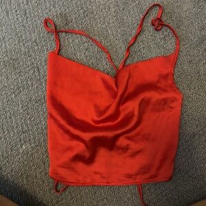 Pretty Little Thing Cowl Neck Lace Up Top